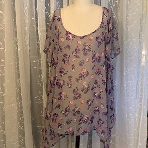 Torrid Grey Floral Size 3 Blouse